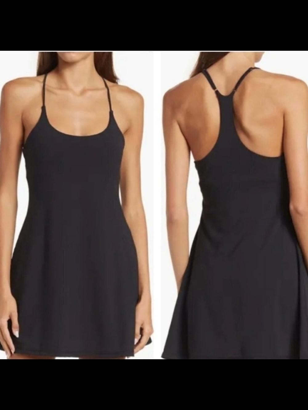 Z By Zella Women's Black Racerback Activewear Trapeze Dress Built In Bra L